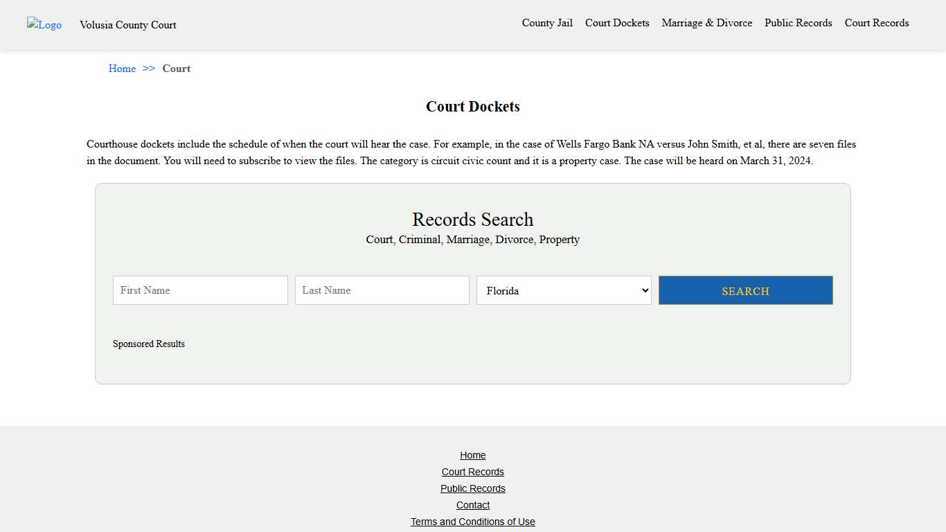 Court Dockets | Volusia County Court